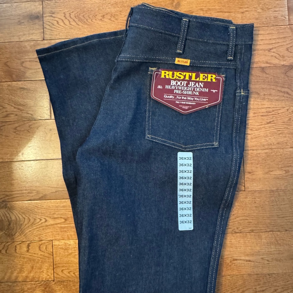 Rustler Men's Dark Blue Bootcut Jeans